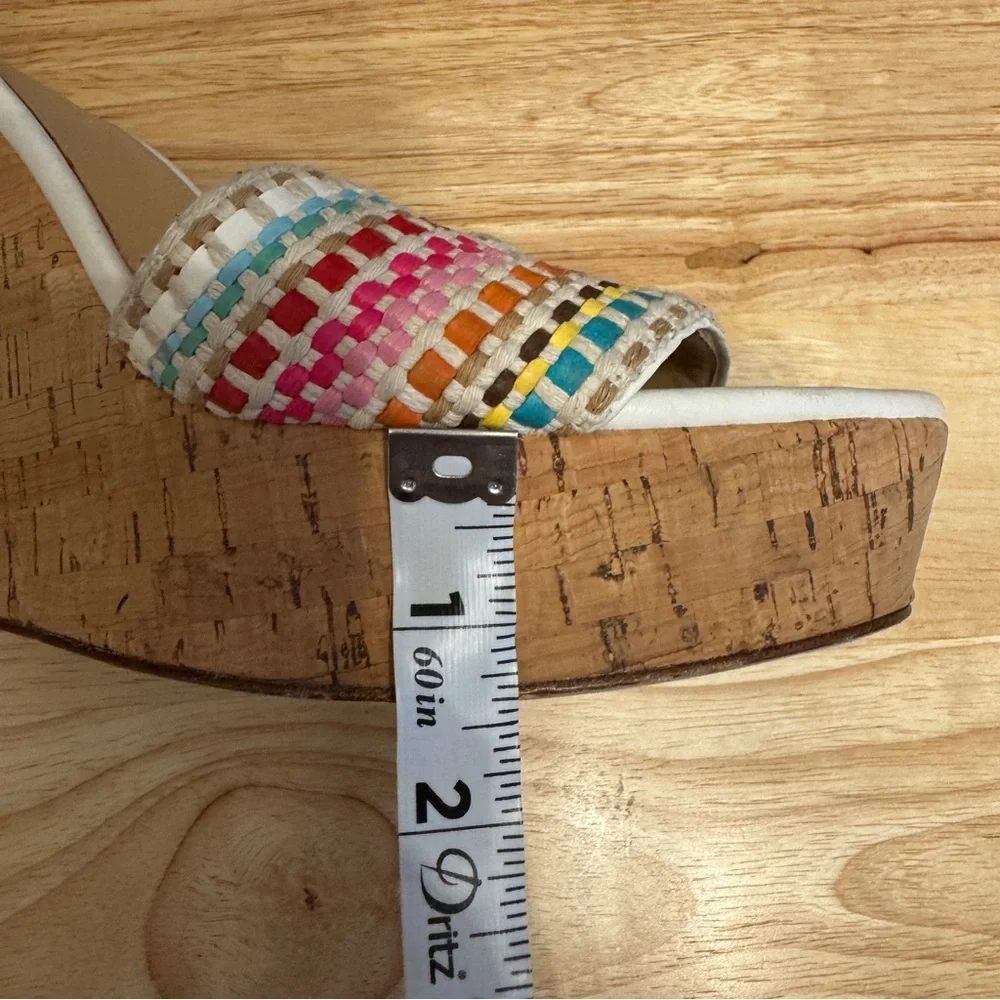 Veronica Beard Rainbow Raffia Cork Wedge Platform Sandals Size 8 New Vacation